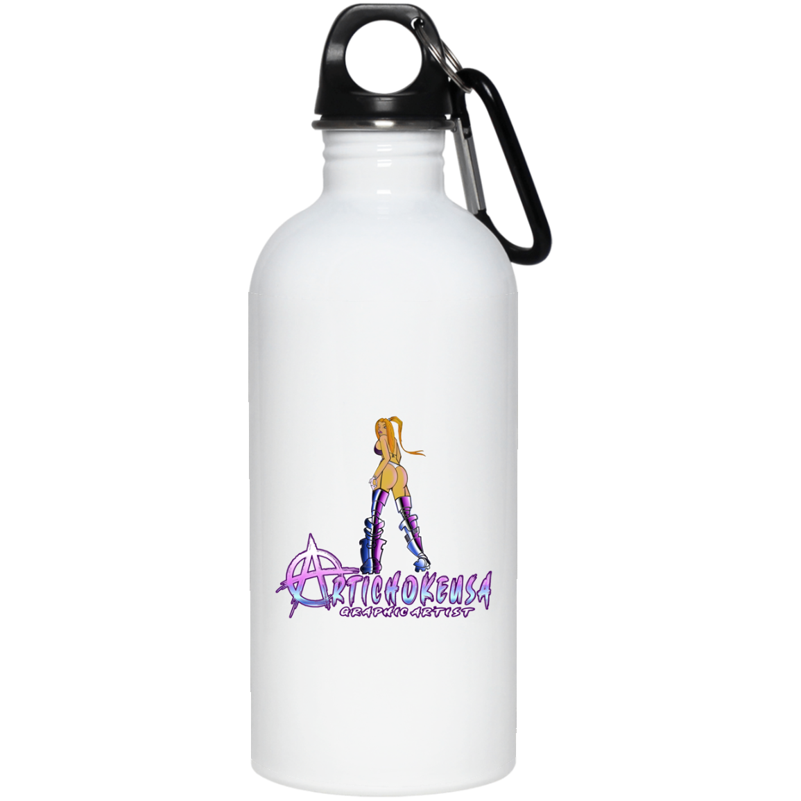 ArtichokeUSA Character and Font design. Let's Create Your Own Team Design Today. Dama de Croma. 20 oz. Stainless Steel Water Bottle