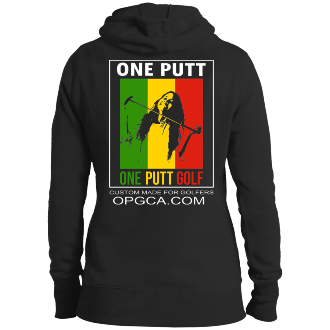 OPG Custom Design #22. One Putt. Bob Marley One Love Parody. Ladies' Hoodie