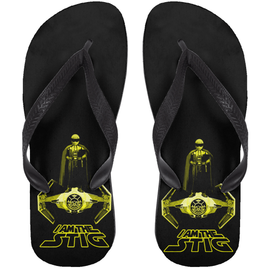 ArtichokeUSA Custom Design. I am the Stig. Vader/ The Stig Fan Art. Adult Flip Flops