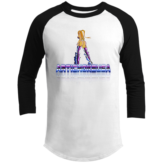 ArtichokeUSA Character and Font design. Let's Create Your Own Team Design Today. Dama de Croma. Men's 3/4 Raglan Sleeve Shirt