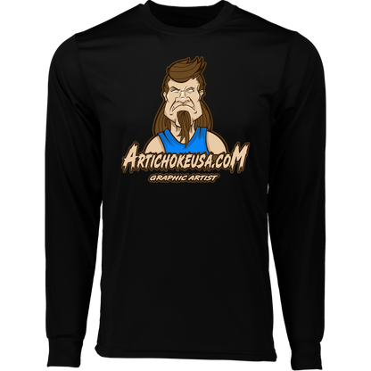 ArtichokeUSA Character and Font design. Let's Create Your Own Team Design Today. Mullet Mike. Long Sleeve Moisture-Wicking Tee