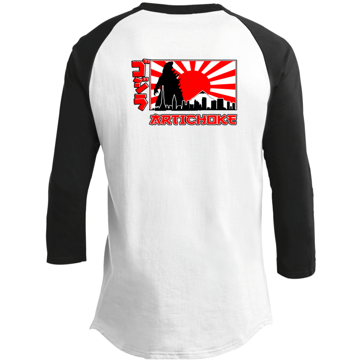 ArtichokeUSA Custom Design. Fan Art Mechagodzilla/Godzilla. Men's 3/4 Raglan Sleeve Shirt