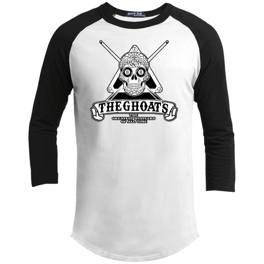 The GHOATS Custom Design #37. Sugar Skull Pool Theme. Youth 3/4 Raglan Sleeve Shirt