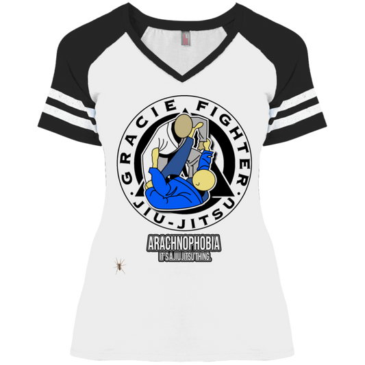 Artichoke Fight Gear Custom Design #1. Arachnophobia: Fear of Spiders. Spider Guard. It's a Jiu Jitsu Thing. Ladies' Game V-Neck T-Shirt