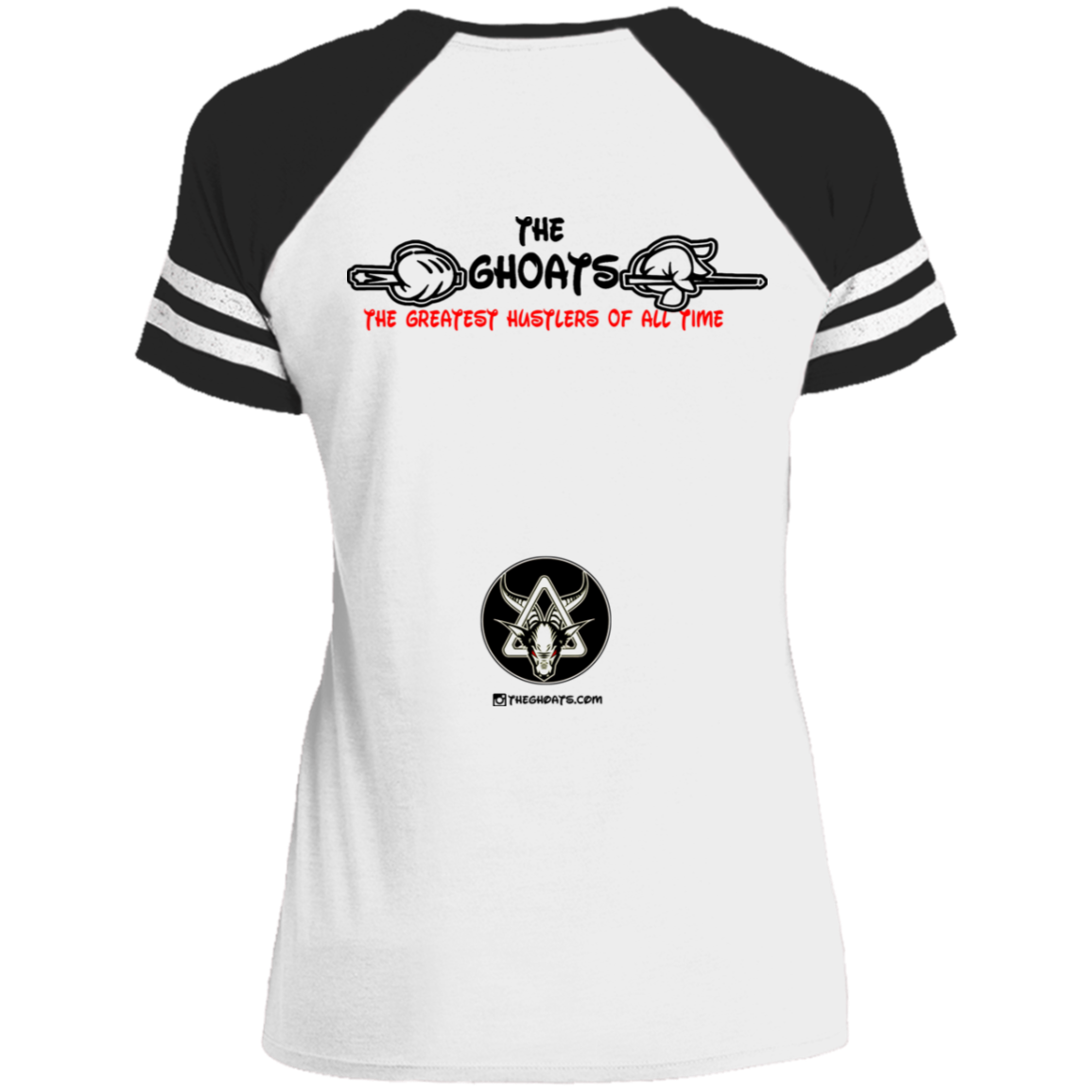 The GHOATS Custom Design. #5 The Best Offense is a Good Defense. Ladies' Game V-Neck T-Shirt