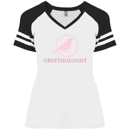 OPG Custom Design # 24. Ornithologist. A person who studies or is an expert on birds. Ladies' Game V-Neck T-Shirt