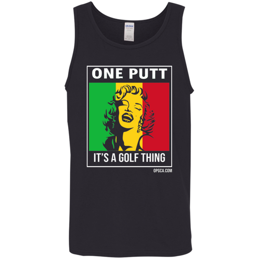 OPG Custom Design #22. One Putt / One Love Parody with Fan Art. Female Edition. 100% Cotton Tank Top
