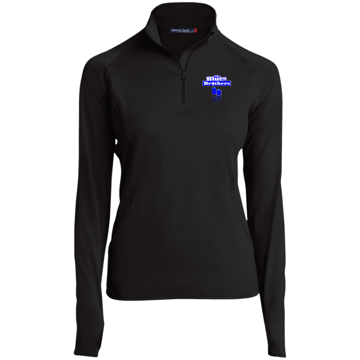 OPG Custom Design #3. Blue Tees Blues Brothers Fan Art. Ladies' 1/2 Zip Performance Pullover