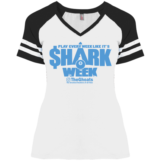 The GHOATS Custom Design. #32. Shark Week. Shark Life. Ladies' Game V-Neck T-Shirt