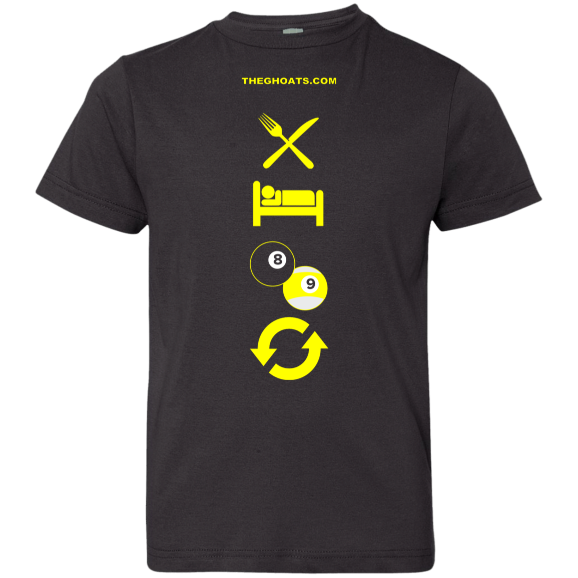 The GHOATS custom design #8. Eat. Sleep. Pool. Repeat. Pool / Billiards. Youth Jersey T-Shirt