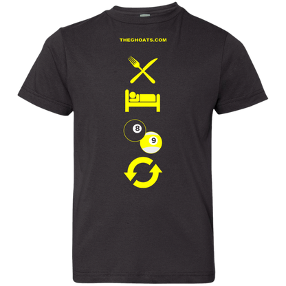 The GHOATS custom design #8. Eat. Sleep. Pool. Repeat. Pool / Billiards. Youth Jersey T-Shirt