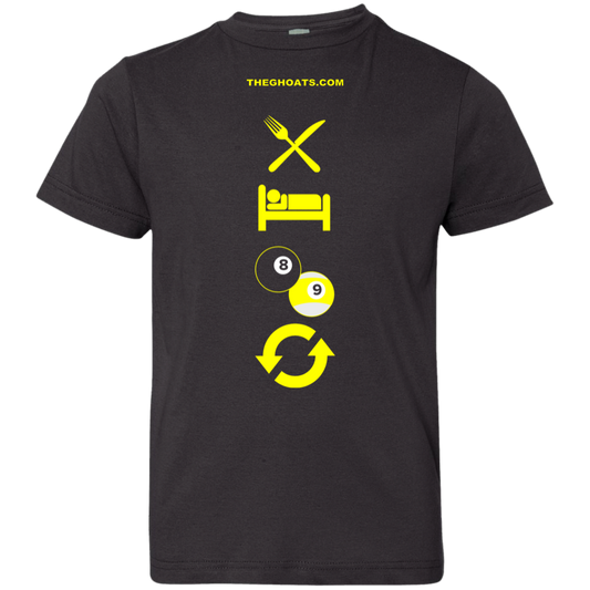 The GHOATS custom design #8. Eat. Sleep. Pool. Repeat. Pool / Billiards. Youth Jersey T-Shirt