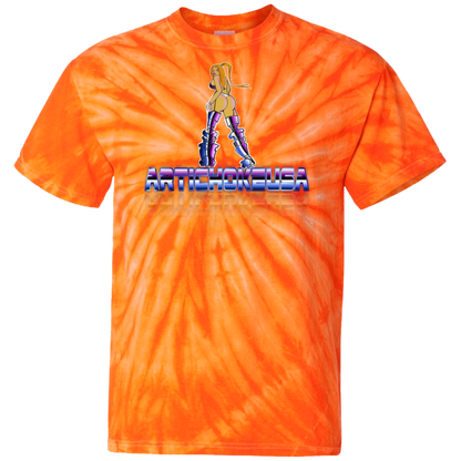 ArtichokeUSA Character and Font design. Let's Create Your Own Team Design Today. Dama de Croma. 100% Cotton Tie Dye T-Shirt