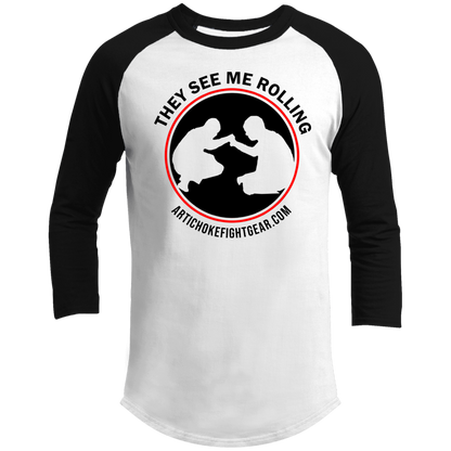 Artichoke Fight Gear Custom Design #16. They See Me Rolling. 3/4 Raglan Sleeve Shirt