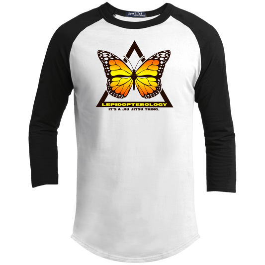 Artichoke Fight Gear Custom Design #6. Lepidopterology (Study of butterflies). Butterfly Guard. Youth 3/4 Raglan Sleeve Shirt