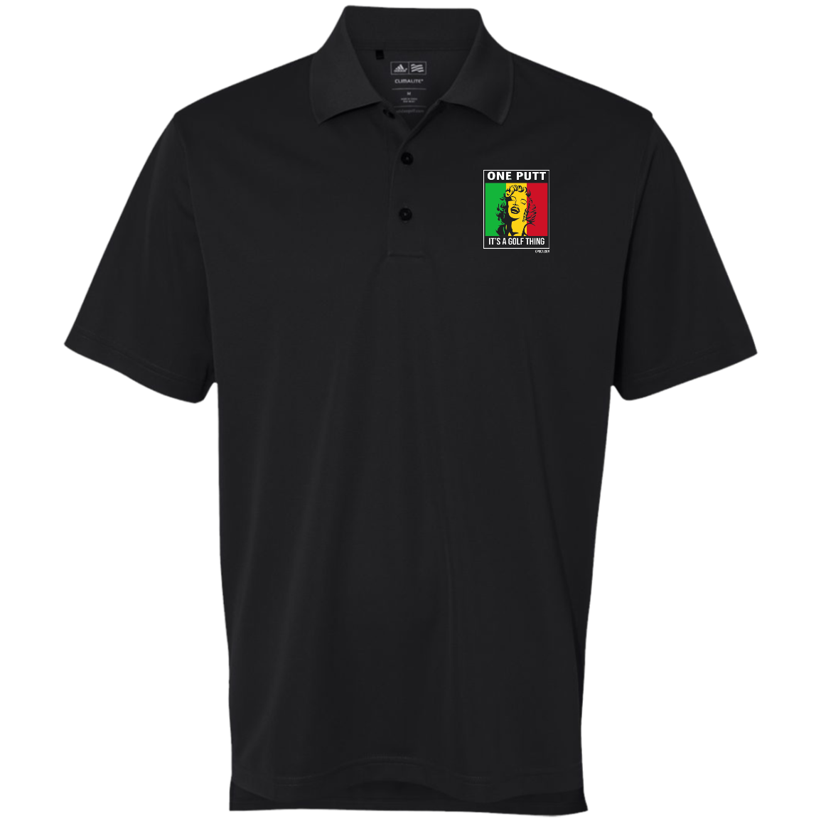 OPG Custom Design #22. One Putt / One Love Parody with Fan Art. Female Edition. Adidas Golf ClimaLite® Polo