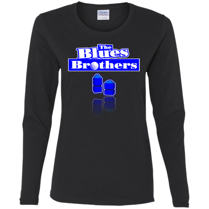 OPG Custom Design #3. Blue Tees Blues Brothers Fan Art. Ladies' Cotton LS T-Shirt