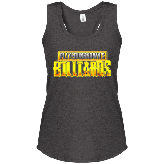 The GHOATS Custom Design. #27 PlayerUnknown's Billiards. PUBG Parody. Ladies' Perfect Tri Racerback Tank