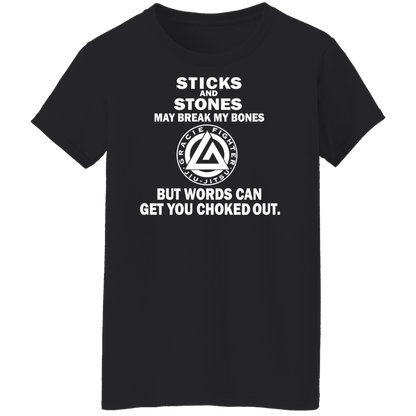 Artichoke Fight Gear Custom Design #19. Sticks and Stones. Ladies' 100% Pre-Shrunk Cotton T-Shirt