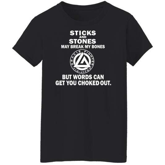 Artichoke Fight Gear Custom Design #19. Sticks and Stones. Ladies' 100% Pre-Shrunk Cotton T-Shirt