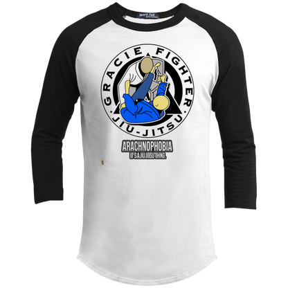 Artichoke Fight Gear Custom Design #1. Arachnophobia: Fear of Spiders. Spider Guard. It's a Jiu Jitsu Thing. Youth 3/4 Raglan Sleeve Shirt