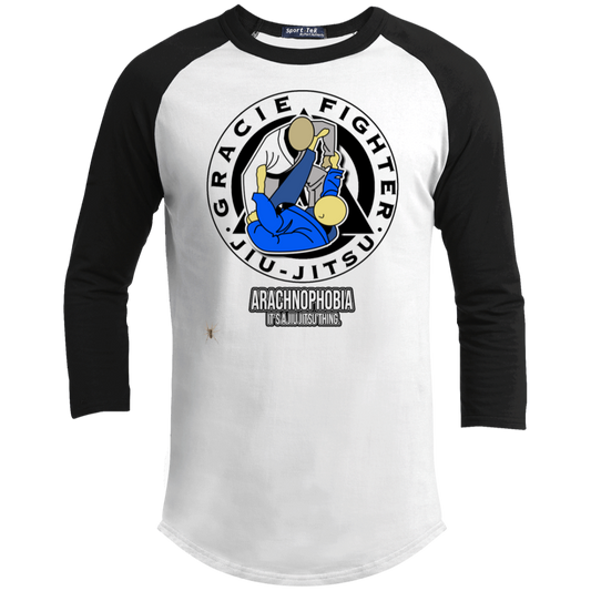 Artichoke Fight Gear Custom Design #1. Arachnophobia: Fear of Spiders. Spider Guard. It's a Jiu Jitsu Thing. Youth 3/4 Raglan Sleeve Shirt
