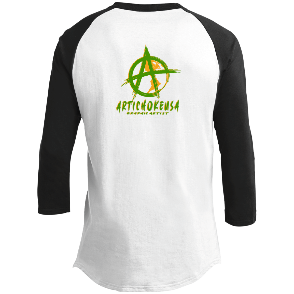 ArtichokeUSA Custom Design. EARTH-ART=EH. Youth 3/4 Raglan Sleeve Shirt