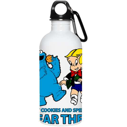 ArtichokeUSA Custom Design. Don't Eat Cookies And Spend Cache! Delete Them! Cookie Monster and Richie Rich Fan Art/Parody. 20 oz. Stainless Steel Water Bottle