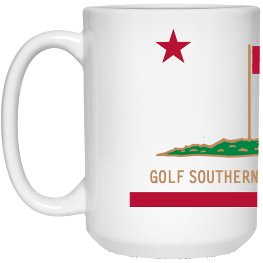 OPG Custom Design #8. Golf Southern California. All Year Long Baby!! 15 oz. White Mug