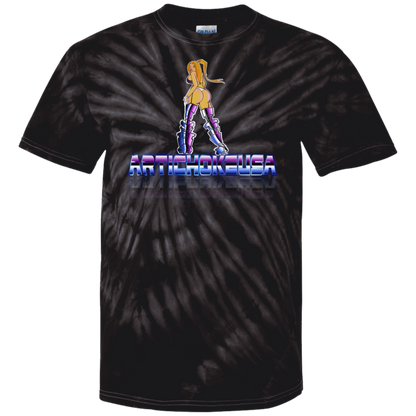 ArtichokeUSA Character and Font design. Let's Create Your Own Team Design Today. Dama de Croma. 100% Cotton Tie Dye T-Shirt