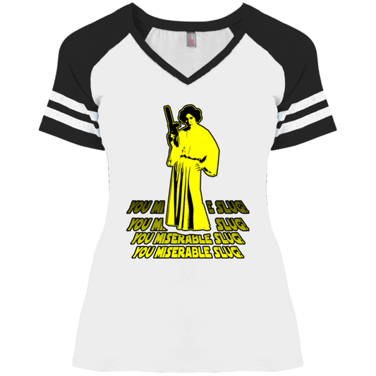 ArtichokeUSA Custom Design. You Miserable Slug. Carrie Fisher Tribute. Star Wars / Blues Brothers Fan Art. Ladies' Game V-Neck T-Shirt