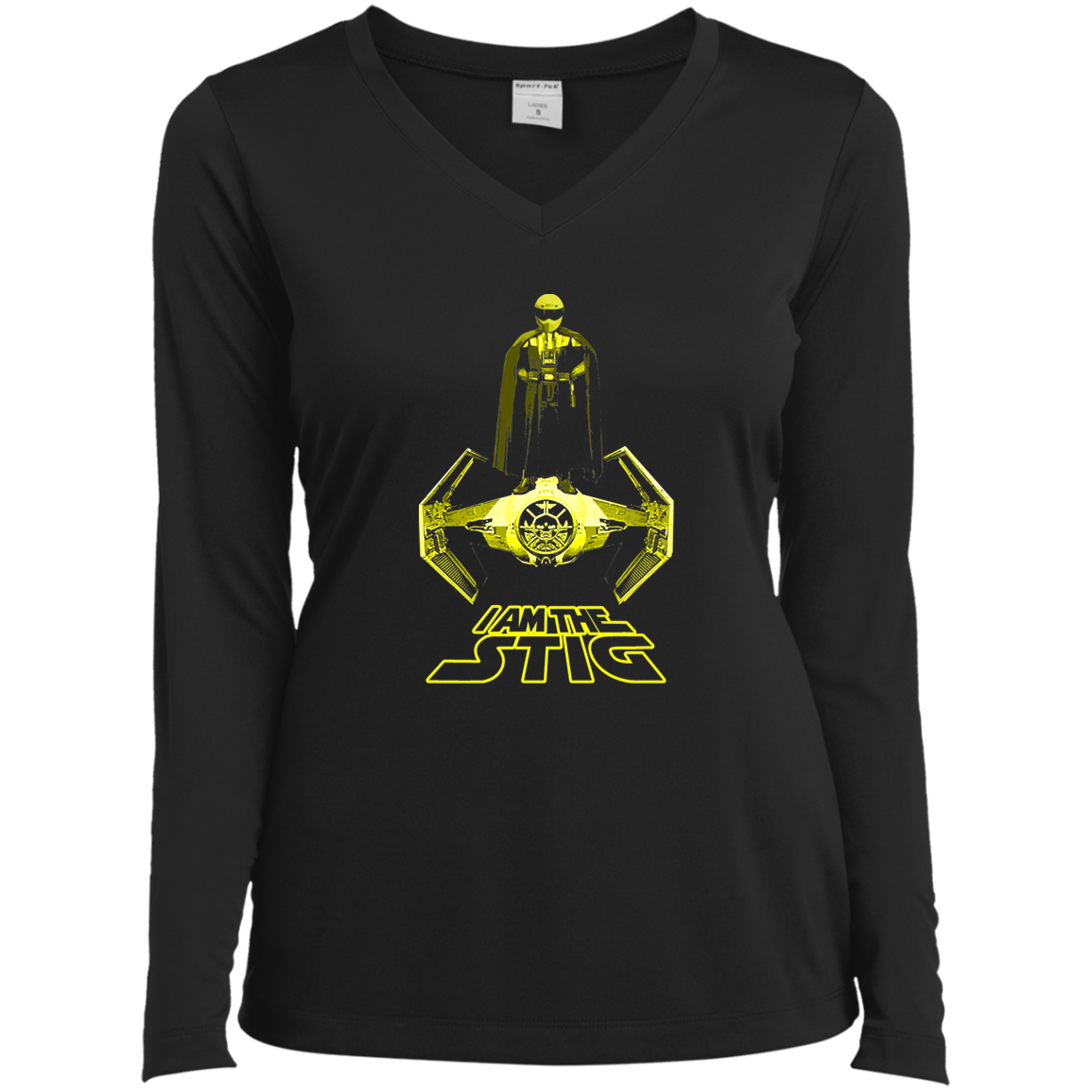 ArtichokeUSA Custom Design. I am the Stig. Vader/ The Stig Fan Art. Ladies’ Long Sleeve Performance V-Neck Tee