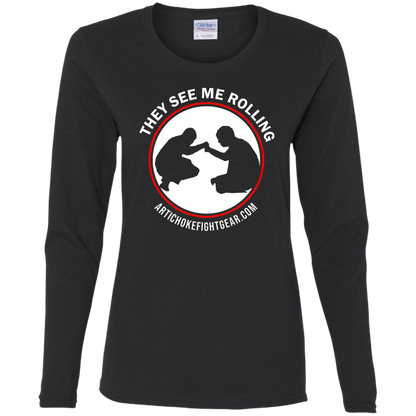 Artichoke Fight Gear Custom Design #16. They See Me Rolling. Ladies' 100% Pre-Shrunk Cotton Long Sleeve