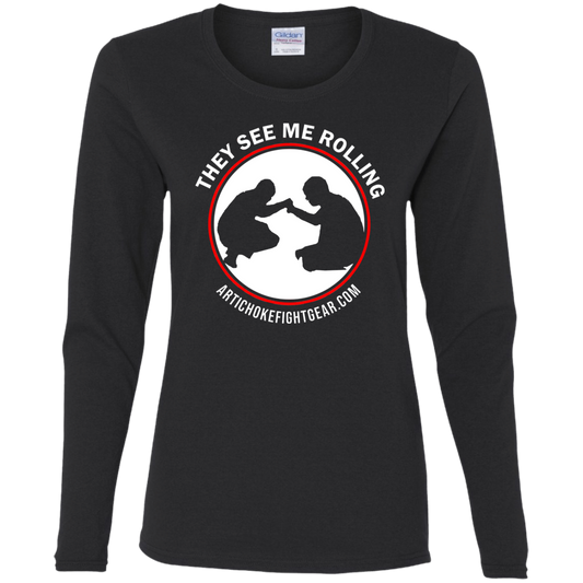 Artichoke Fight Gear Custom Design #16. They See Me Rolling. Ladies' 100% Pre-Shrunk Cotton Long Sleeve