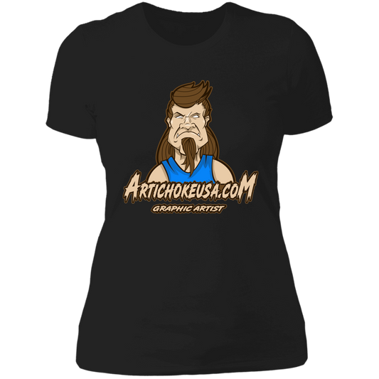 ArtichokeUSA Character and Font design. Let's Create Your Own Team Design Today. Mullet Mike. Ladies' Boyfriend T-Shirt