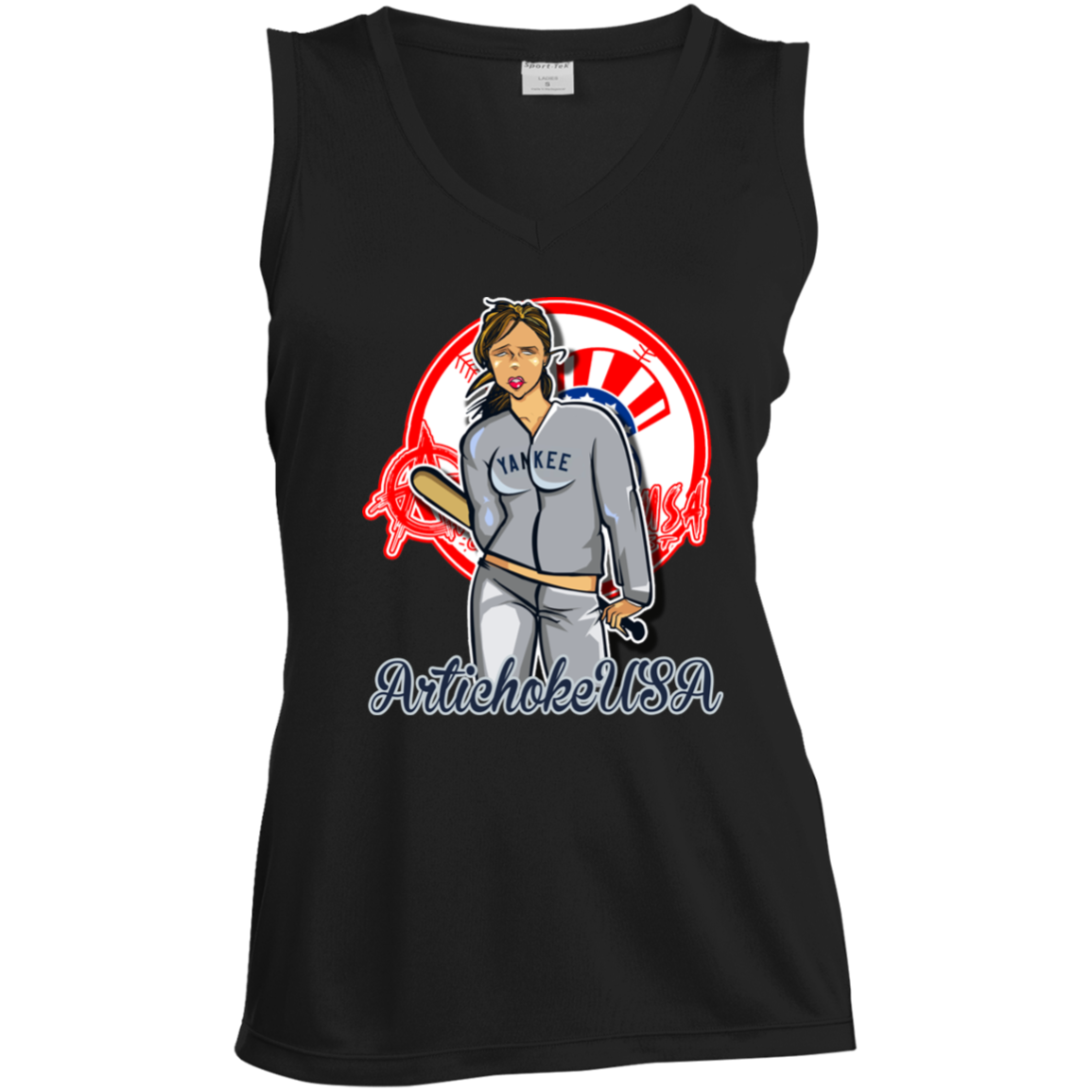 ArtichokeUSA Character and Font Design. Let’s Create Your Own Design Today. Brooklyn. Ladies' Sleeveless V-Neck