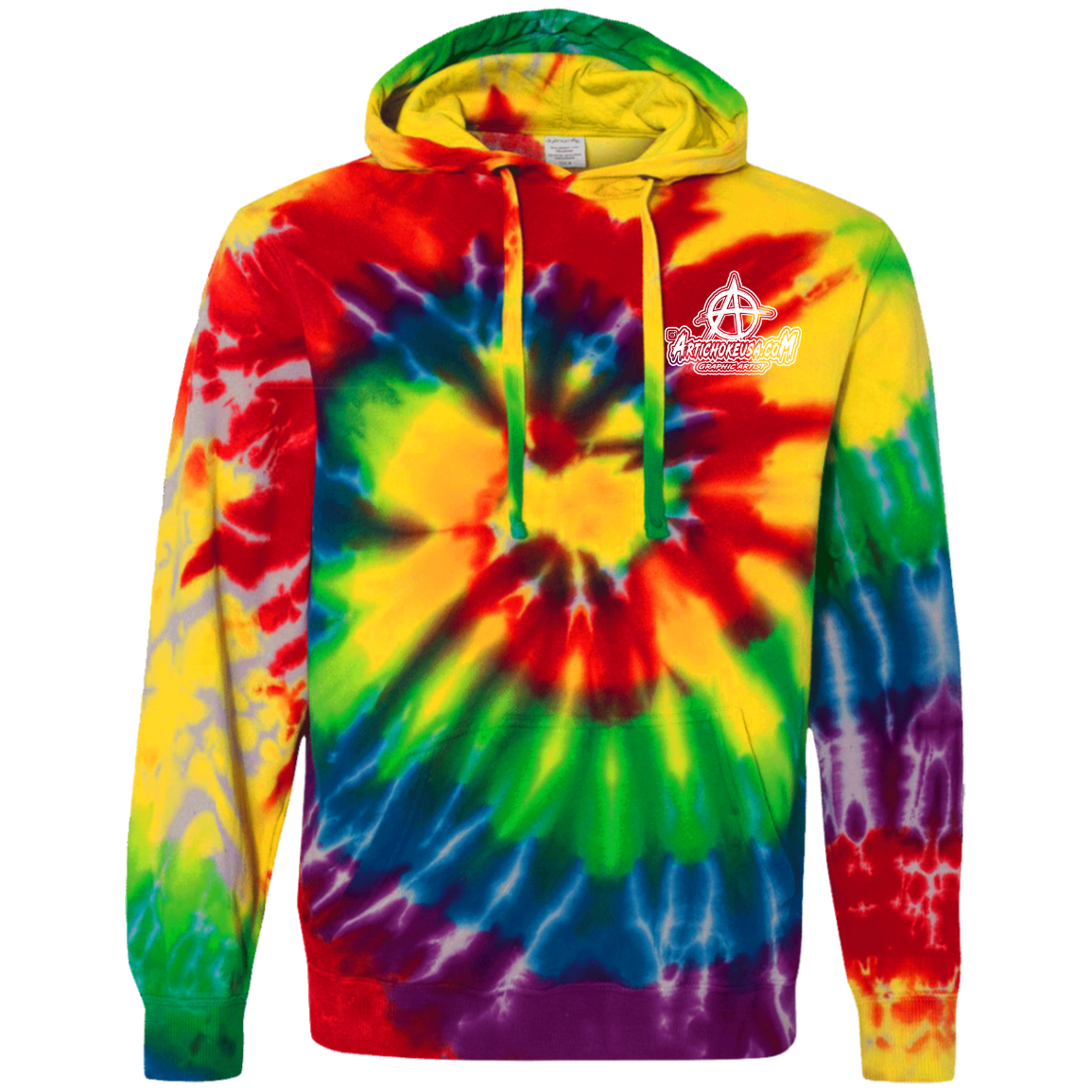Embroidered Tie-Dyed Pullover Hoodie