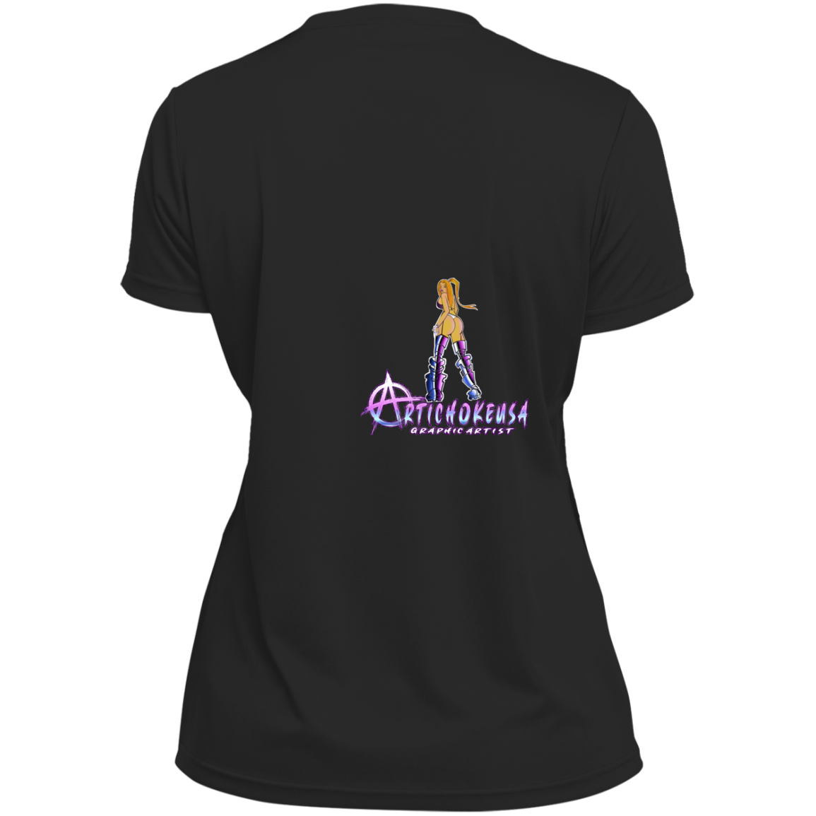 ArtichokeUSA Character and Font design. Let's Create Your Own Team Design Today. Dama de Croma. Ladies’ Moisture-Wicking V-Neck Tee