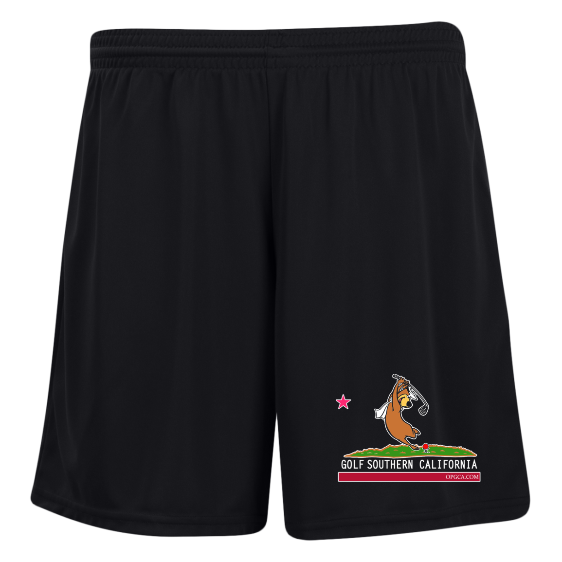 Custom Design #15. Golf Southern California with Yogi Fan Art. Ladies' Moisture-Wicking 7 inch Inseam Training Shorts