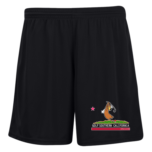 Custom Design #15. Golf Southern California with Yogi Fan Art. Ladies' Moisture-Wicking 7 inch Inseam Training Shorts