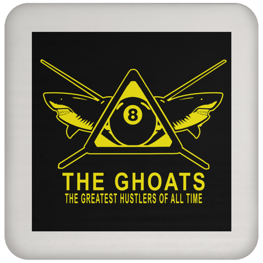 The GHOATS custom design #31. Shark Sighted. Male Pool Shark. Shoot At Your Own Risk. Pool / Billiards. Coaster