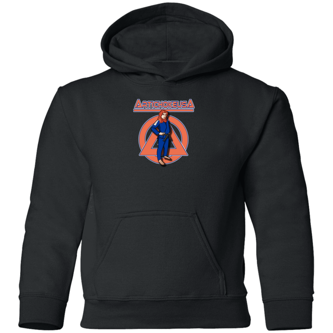 ArtichokeUSA Character and Font design. Let's Create Your Own Team Design Today. Amber. Youth Pullover Hoodie