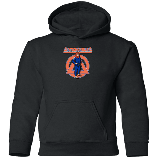 ArtichokeUSA Character and Font design. Let's Create Your Own Team Design Today. Amber. Youth Pullover Hoodie