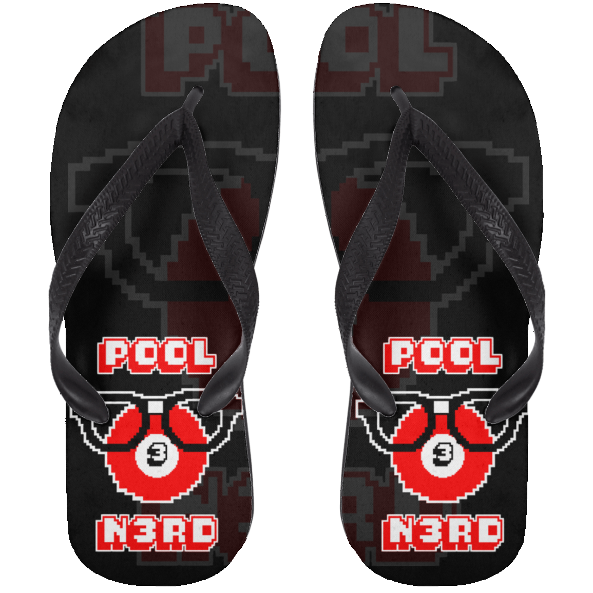 The GHOATS Custom Design. #24 POOL N3RD. Adult Flip Flops