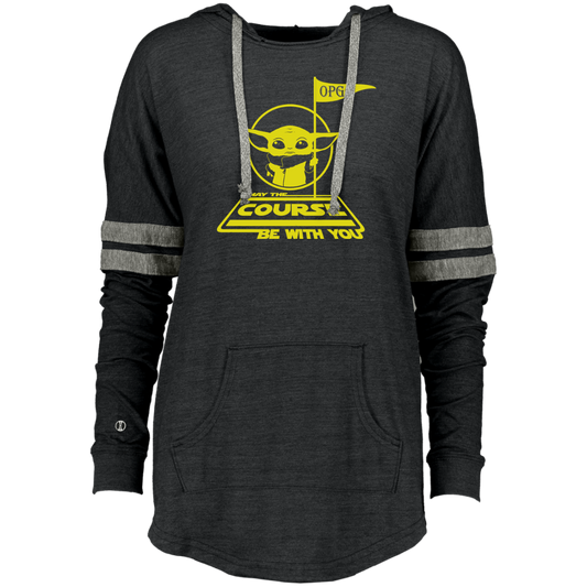 OPG Custom Design #21. May the course be with you. Star Wars Parody and Fan Art. Ladies Hooded Low Key Pullover