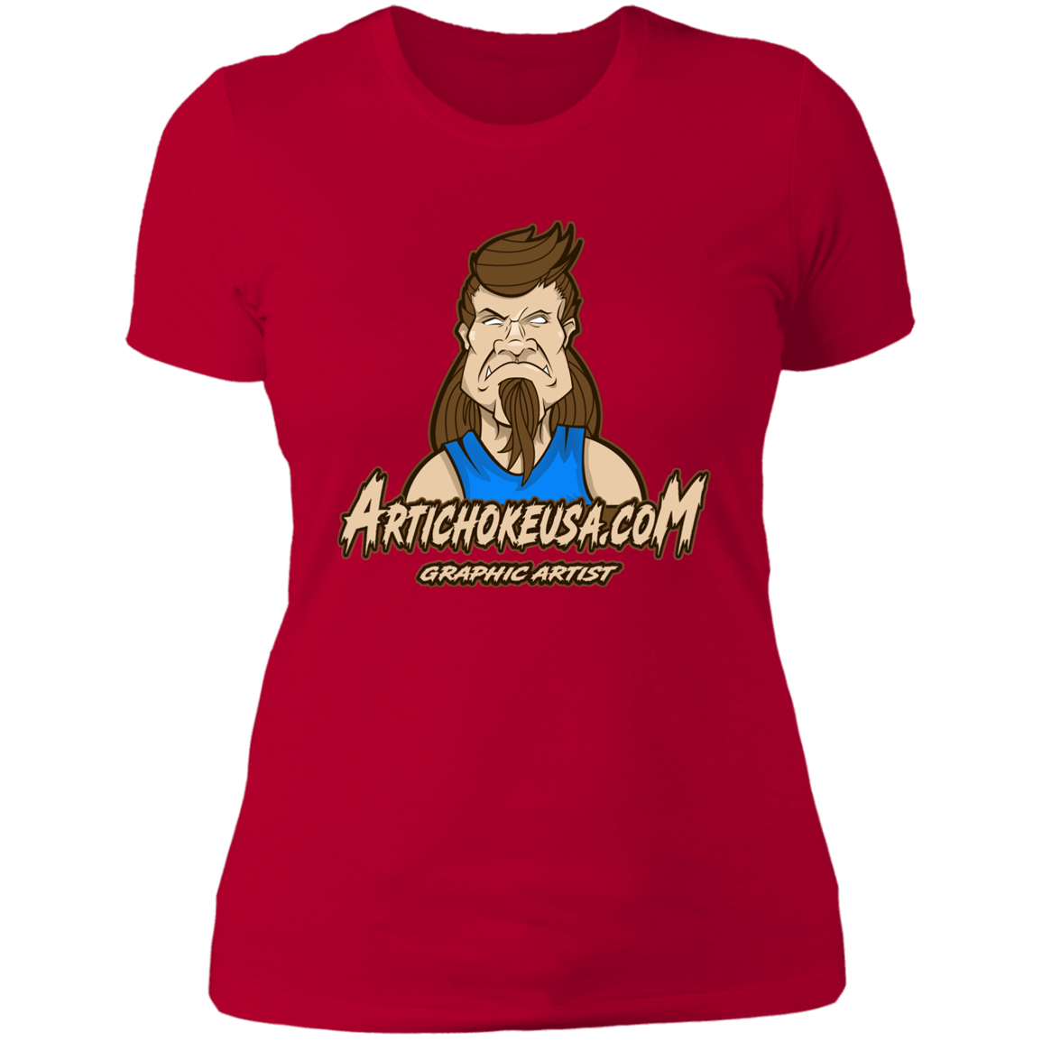 ArtichokeUSA Character and Font design. Let's Create Your Own Team Design Today. Mullet Mike. Ladies' Boyfriend T-Shirt