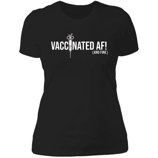 ArtichokeUSA Custom Design. Vaccinated AF (and fine). Ladies' Boyfriend T-Shirt