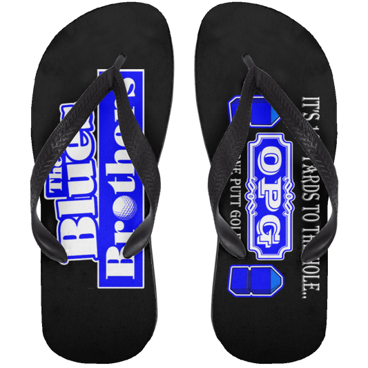 OPG Custom Design #3. Blue Tees Blues Brothers Fan Art. Adult Flip Flops