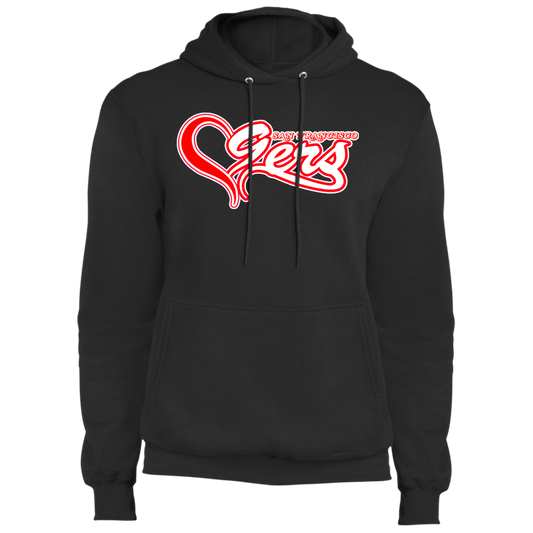 ArtichokeUSA Custom Design #50. 9ers Love. SF 49ers Fan Art. Let's Make Your Own Custom Team Shirt. Fleece Pullover Hoodie