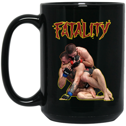 Artichoke Fight Gear Custom Design #11. Fatality. Mortal Kombat Parody. MMA.  15 oz. Black Mug